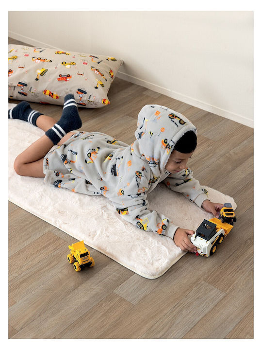 Palamaiki Kinder Bademantel Winterlich Fleece Gray Lorry Boy