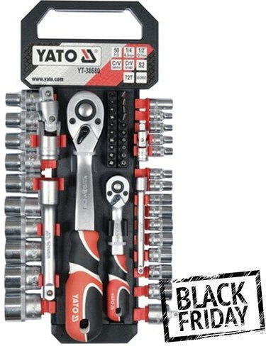 Yato Καρυδάκια με Καρέ Υποδοχής 1/2", 1/4" Σετ 51τμχ