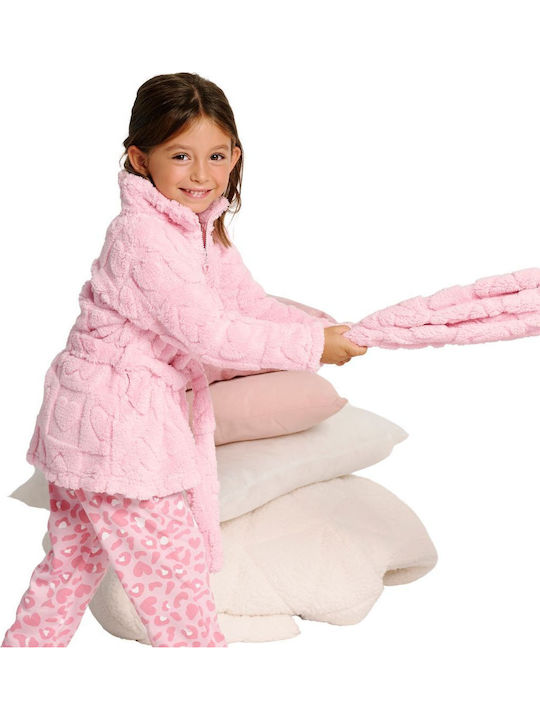 Muydemi Παιδική Ρόμπα Χειμωνιάτικη Fleece Ροζ
