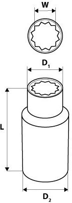Нео гнездо 12-канална 1/2" 21мм дълга 08-080