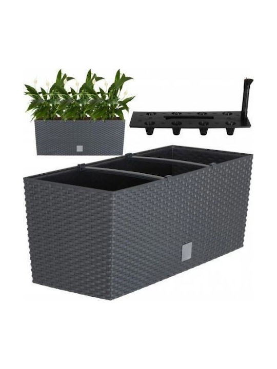 Marhome Rato Self-watering Planter Box Plastic Charcoal 60x25x24cm.