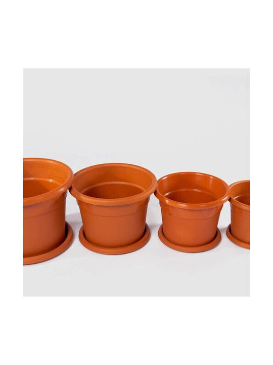 Round Flower Pot with Tray Pattern Plastic Brown 25×20 cm