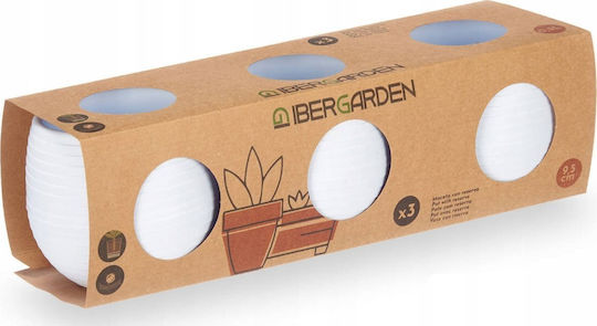 Ibergarden Σετ 3 Αυτοποτιζόμενες Γλάστρες Πλαστικές Λευκές