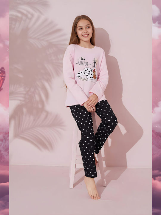 Sexen Kinder Schlafanzug Winterlich Baumwoll Rosa
