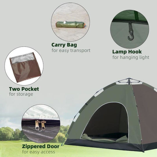 Cort Automatic Camping Igloo Tent Brown for 4 People 210x210x135cm