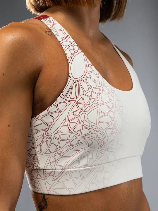 Women's Sports Bra with Removable Padding Ivory/burgundy