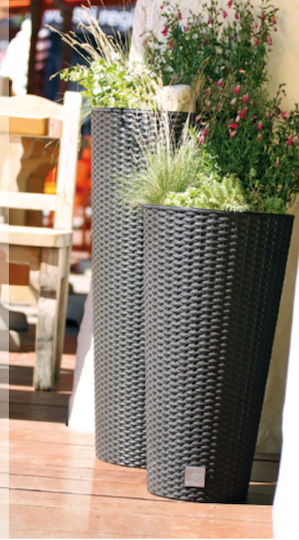 Prosperplast Rato Tubus DRTUS300 Übertopf Rattan Gray mit Gestell 30x30x57.2εκ.