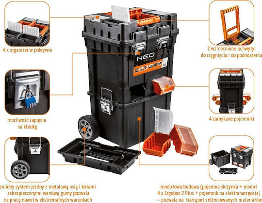 Neo Tools 84-115 Tool Storage Metallic Wheeled Box W49.5xD36xH70cm 421682