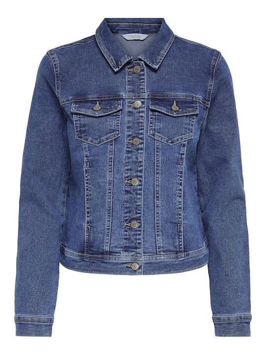Wonder Women's Short Jean Jacket for Spring or Autumn Blue