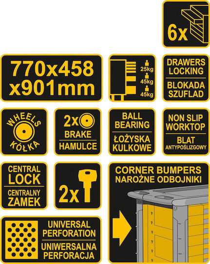 Vorel Rollbar Metallisch Werkzeugkiste