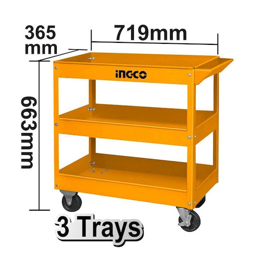Ingco Rollbar Metallisch Werkzeugkiste B71.9xT36.5xH66.3cm
