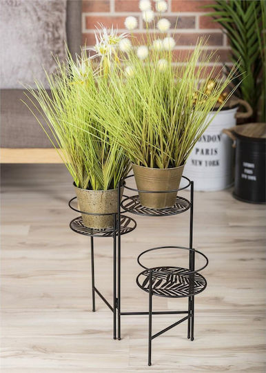 Atmosphera Leaf Βάση Γλάστρας Μεταλλική Μαύρη 49x22x66εκ.