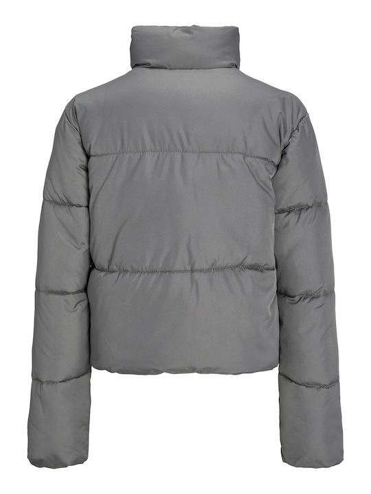 Women's Crop Puffer Jacket for Winter Grey