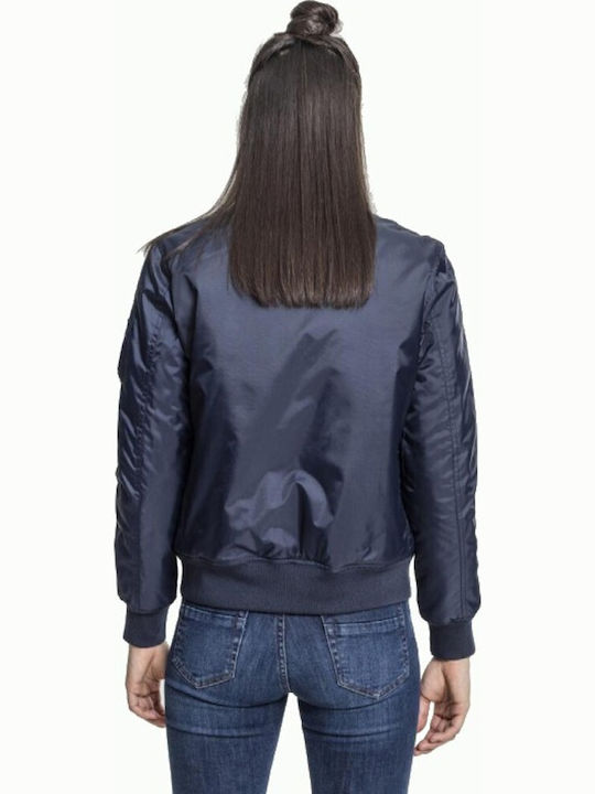 Women's Short Bomber Jacket for Winter Navy Blue