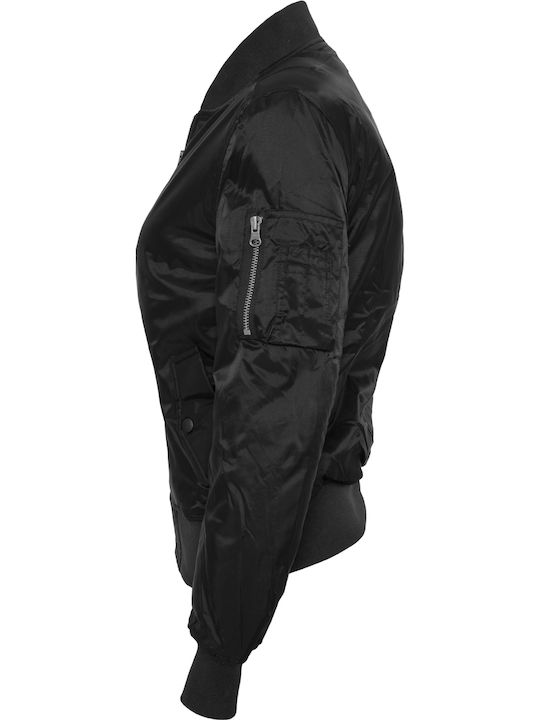 Women's Short Bomber Jacket for Winter Black
