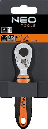 Neo Tools Chei cu clichet 48 Dinti cu Patrat 1/4" Lungime 10.5cm.