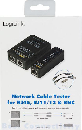 LogiLink WZ0015 Tester Καλωδίων Δικτύου RJ45 / RJ11 / RJ12 / BNC