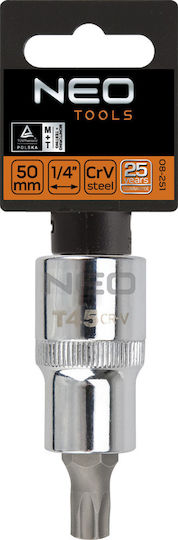Neo Tools Bit-Stecknuss mit Torx-Bit und Antriebsvierkant 1/2'' Größe T50x55mm 1Stück