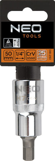 Neo Tools Bit-Stecknuss mit Inbusschlüssel-Bit und Antriebsvierkant 1/2'' Größe H10x55mm 1Stück