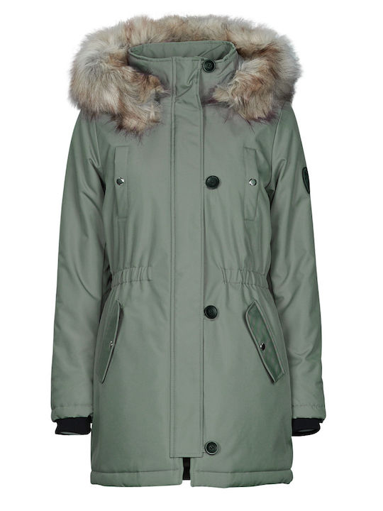 Iris Women's Long Parka Jacket for Winter with Hood Shadow
