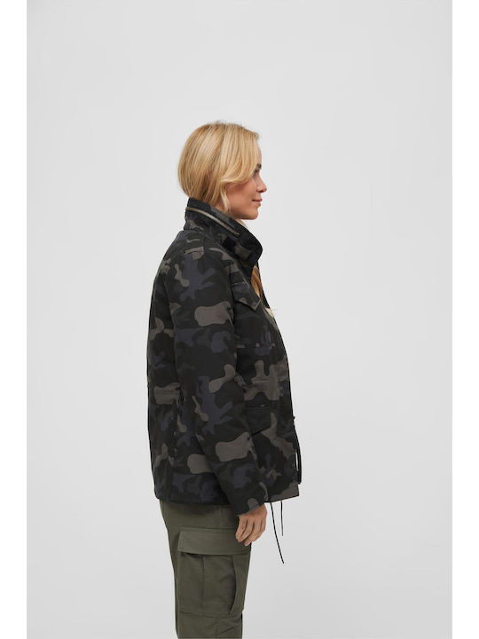 Kurz Damen Parka Jacke für Winter Dark Camo