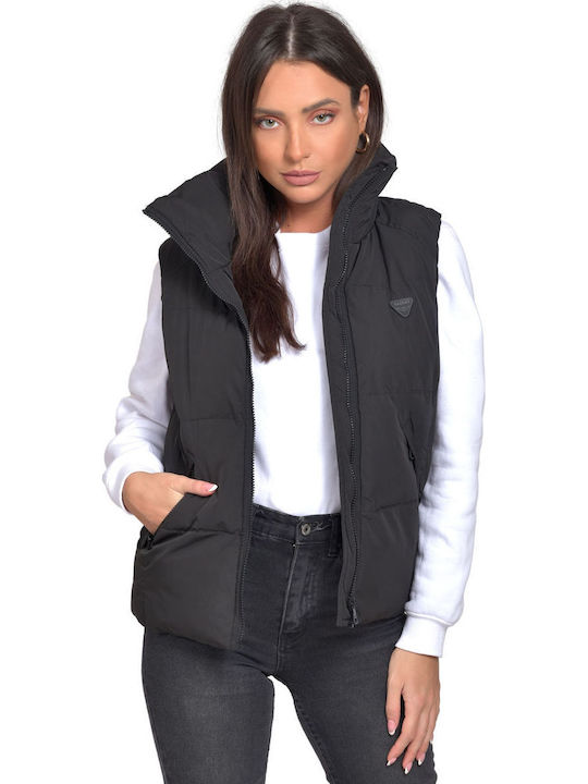 V104 Women's Short Puffer Jacket for Winter Black