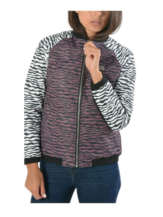 Κοντό Γυναικείο Bomber Jacket Μωβ