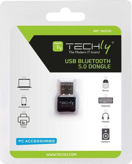 Techly USB Bluetooth 5.0 Adapter με Εμβέλεια 10m (IDATA USB-BLT5)