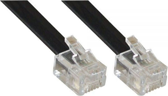InLine Flat Telephone Cable RJ11 6P4C 6m Black (18844N)