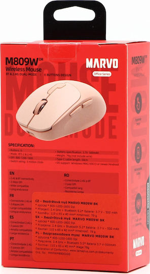 Marvo M809W Ασύρματο Ποντίκι Ροζ