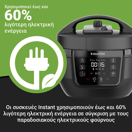 Instant Pot Πολυμάγειρας 800W με Χωρητικότητα 3.8lt Μαύρος
