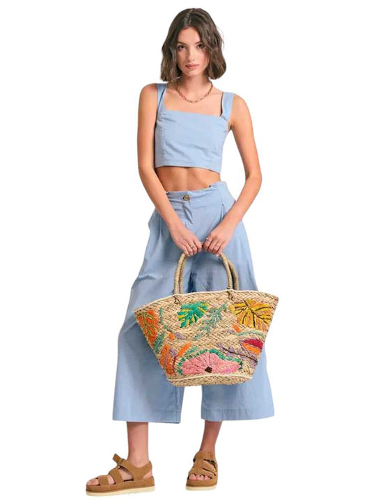 Women's Fabric Trousers Loose Fit Light Blue