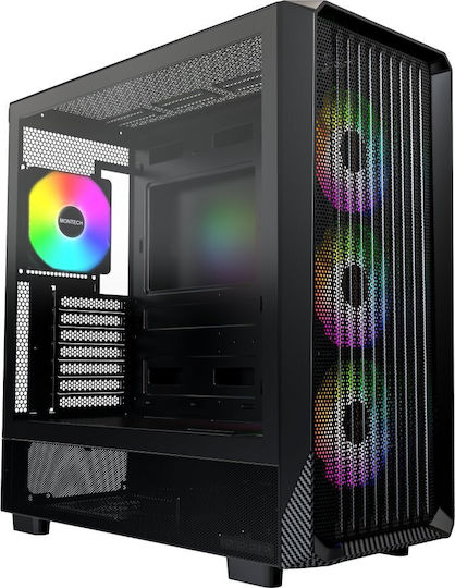Montech X5 Геймърско Midi Tower Компютърна Кутия с Страничен Прозорец Черен
