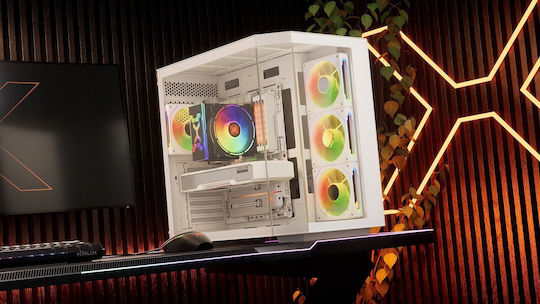 Krux Empero Gaming Midi Tower Κουτί Υπολογιστή με Πλαϊνό Παράθυρο και ARGB Φωτισμό Λευκό