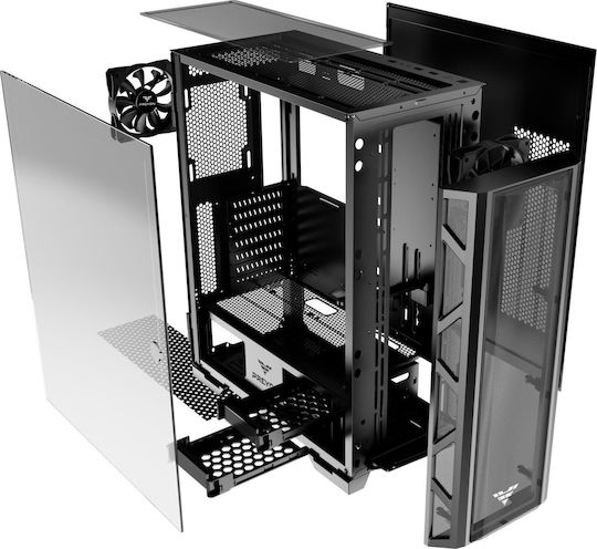Preyon Nest Meshy Gaming Midi-Turm Computergehäuse mit Seitenfenster Schwarz
