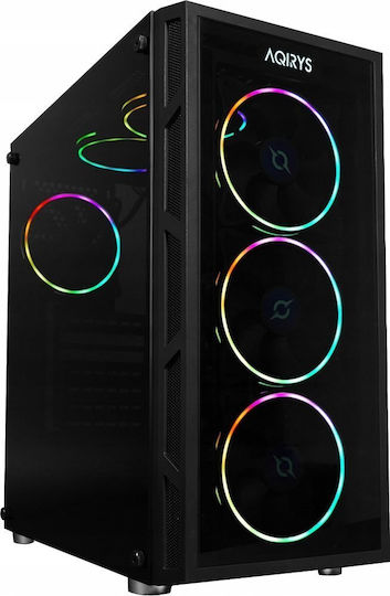 Aqirys Antares Gaming Midi Tower Κουτί Υπολογιστή με Πλαϊνό Παράθυρο και ARGB Φωτισμό Μαύρο