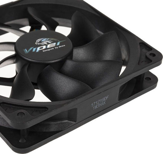 Akasa Viper Gehäuselüfter 120mm (1900rpm / 83.63cfm) Ohne LEDs Beleuchtung und Verbindung 4-Pin PWM