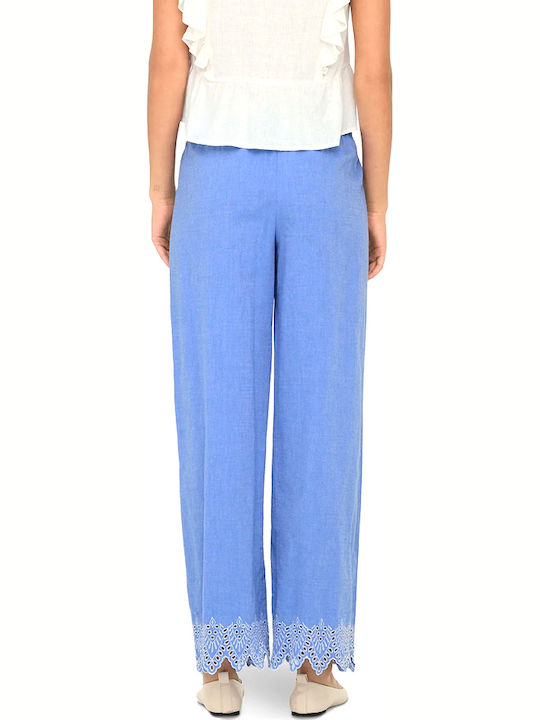 Only Wide Damen Stoff Hose Schlag Blue Bell