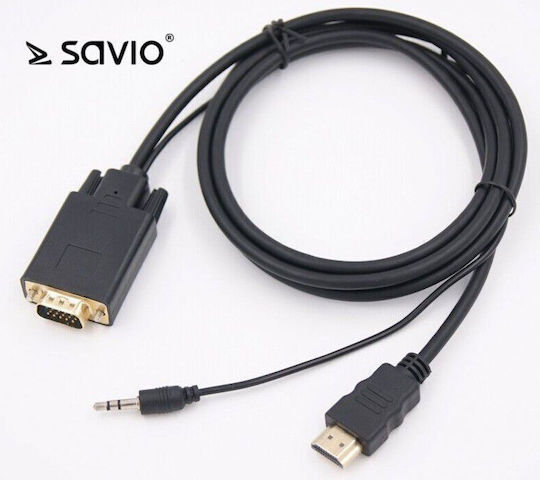 Savio Μετατροπέας 3.5mm / HDMI male σε VGA male 1τμχ CL-104