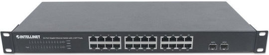 Intellinet 561044 Gigabit Ethernet Switch Unmanaged Switch with 24 Gigabit (1Gbps) Ethernet Ports and 2 SFP Ports
