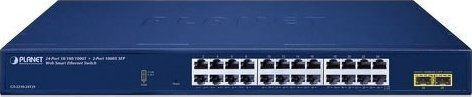 Planet Technology Managed L2 PoE+ Switch with 24 Gigabit (1Gbps) Ethernet Ports and 2 SFP Ports