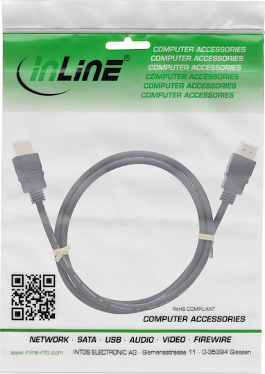 InLine HDMI 2.0 Premium High Speed 4K 60Hz HDR Cable HDMI male - HDMI male 0.5m Μαύρο