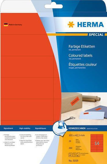 Herma 280 Αυτοκόλλητες Ετικέτες Α4 Ορθογώνιες 105x42.3mm
