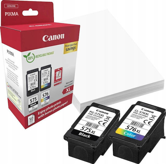 Canon PG-575 / CL-576 XL Γνήσιο Photo Value Pack με 2 Μελάνια Εκτυπωτή InkJet Μαύρο / Πολλαπλό (Color) (5437C006)