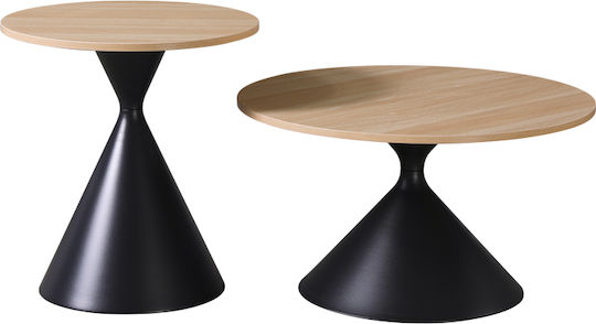 Beistelltisch Hemena 2Stück B46xT46xH46cm Black-natural Shade Beistelltisch Hemena 2Stück B46xT46xH46cm Black-natural Shade
