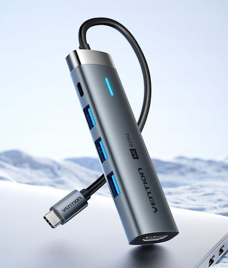Vention USB-C Docking Station με HDMI 4K PD Γκρι (TGMHB)
