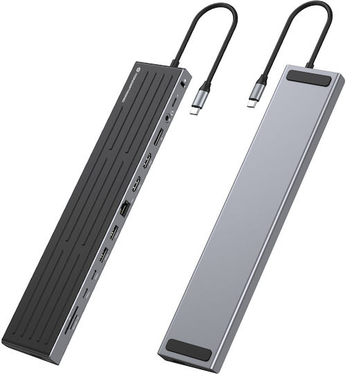 Conceptronic USB-A / USB-C Stație de andocare cu HDMI 4K PD Ethernet Negru (DONN32B)