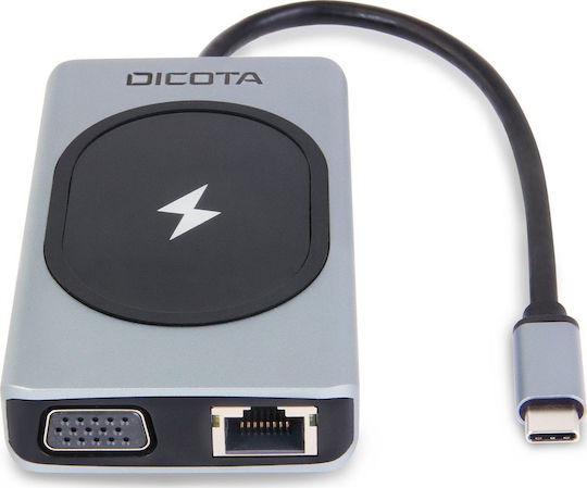 Dicota USB-C Docking Station με 4K PD Ethernet Ασημί (D32059)