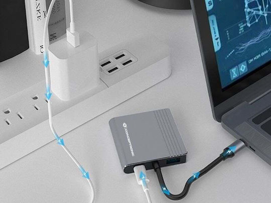 Conceptronic USB-C Докинг станция с HDMI 4K PD и свързване 2 монитора Сив (DONN13G)