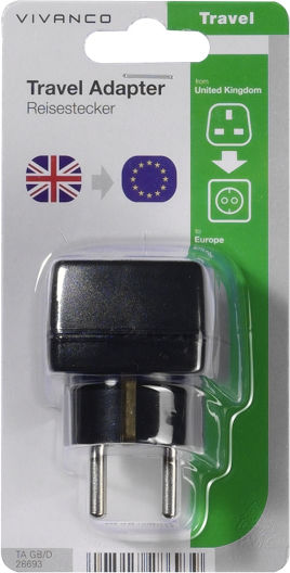 Vivanco Travel English to Greek Plug Adapter